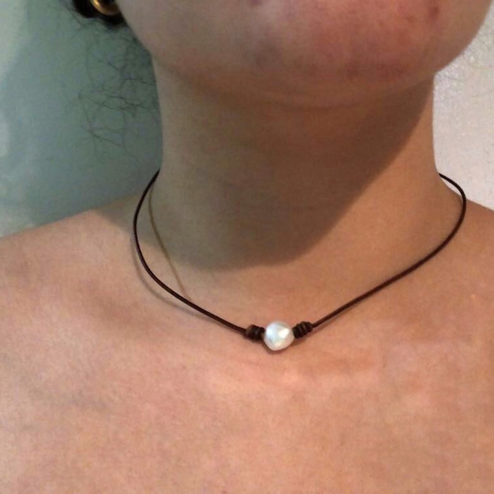 Pearl and Leather Choker